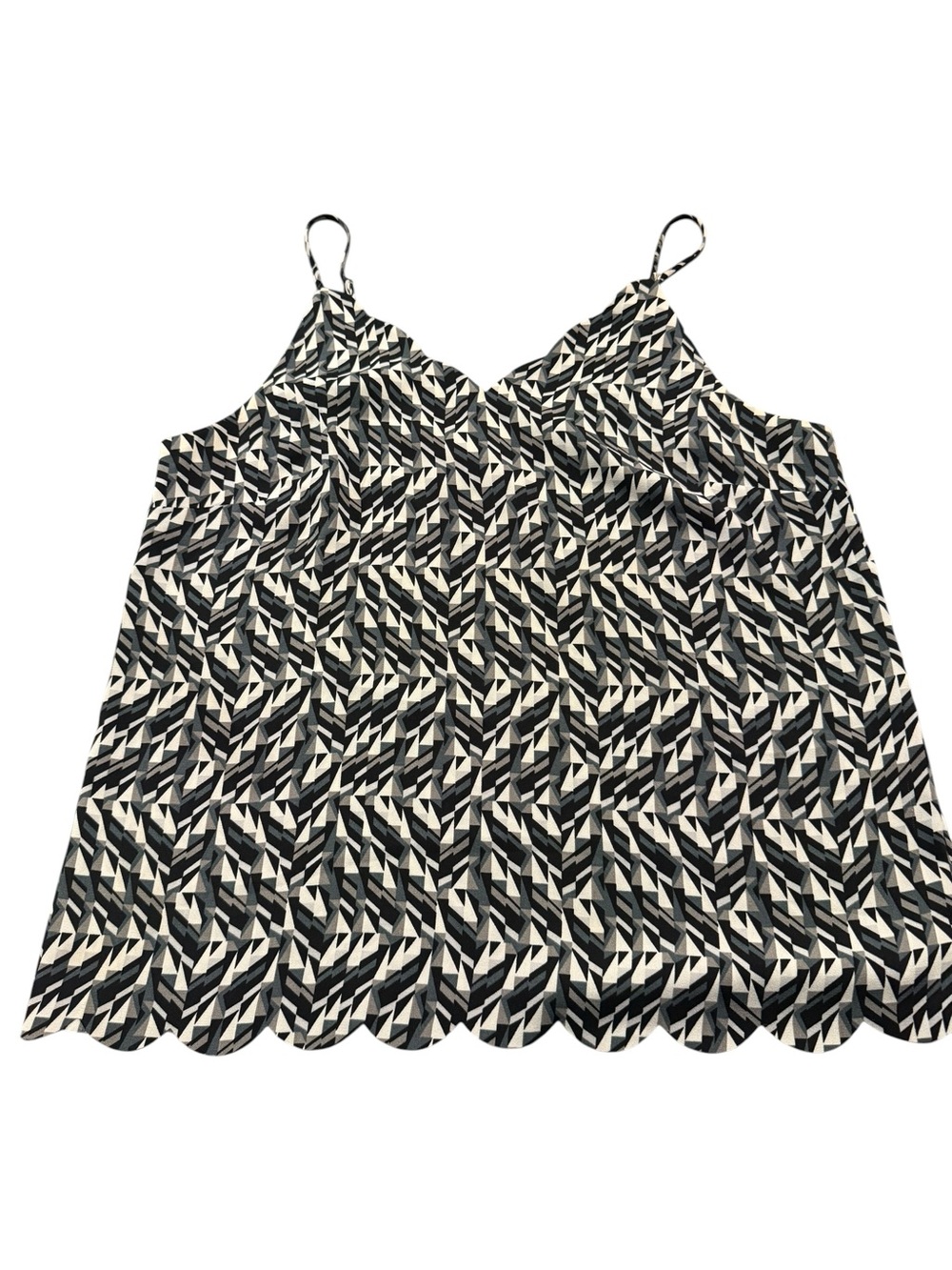 Halogen Black & White Geometric Scalloped Hem Cami